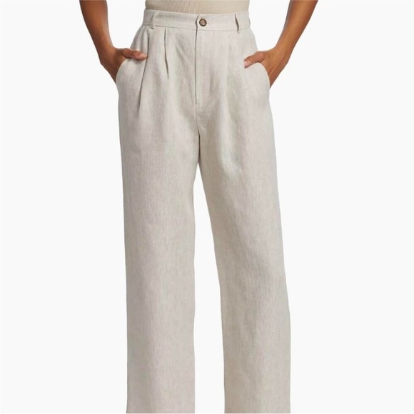 Reformation Pants - Reformation Mason Pants High Rise Linen Straight Leg Trousers Size 0 Capsule